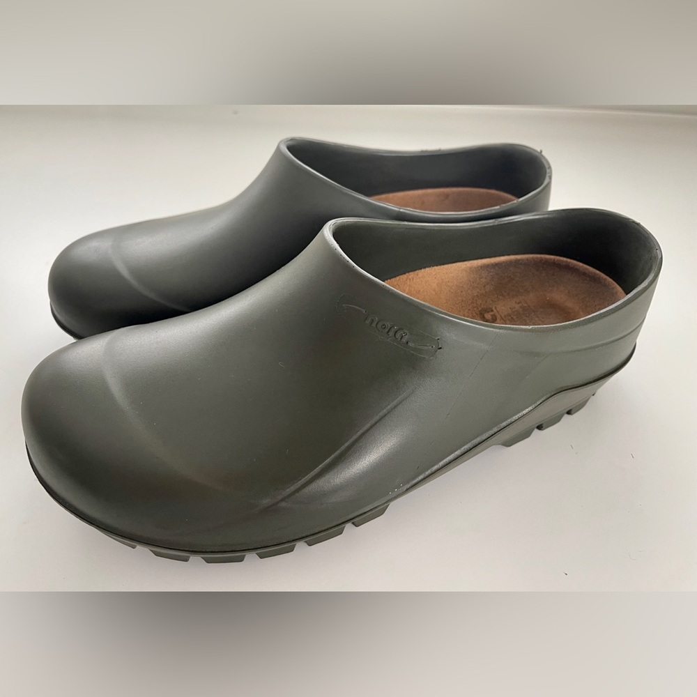 NORA Italian Garden Clogs Olive Green, Cork Insoles Waterproof Size EU 41 US 10